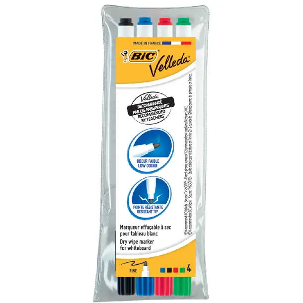 Bic Whiteboardmarker Bic Velleda 1721 rond fijn assorti set à 4 stuks