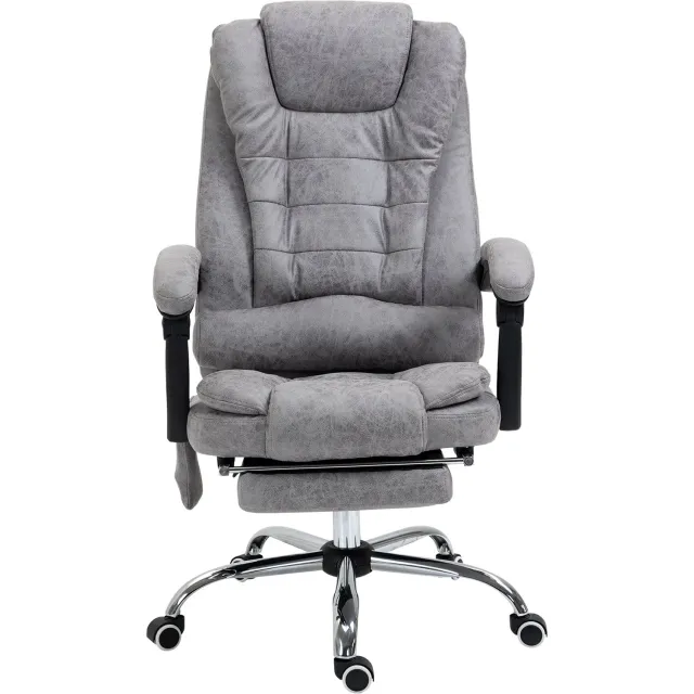 Vinona Bureaustoel met massagefunctie - Met 6 vibratiepunten en warmtefunctie - In hoogte verstelbaar - Rugleuning verstelbaar tot 135° - Met voetensteun en afstandsbediening - 65 x 70 x 111-119 cm - Grijs