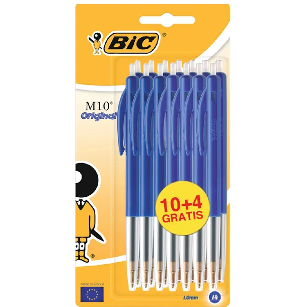Bic Balpen Bic M10 medium blauw blister à 10+4 gratis