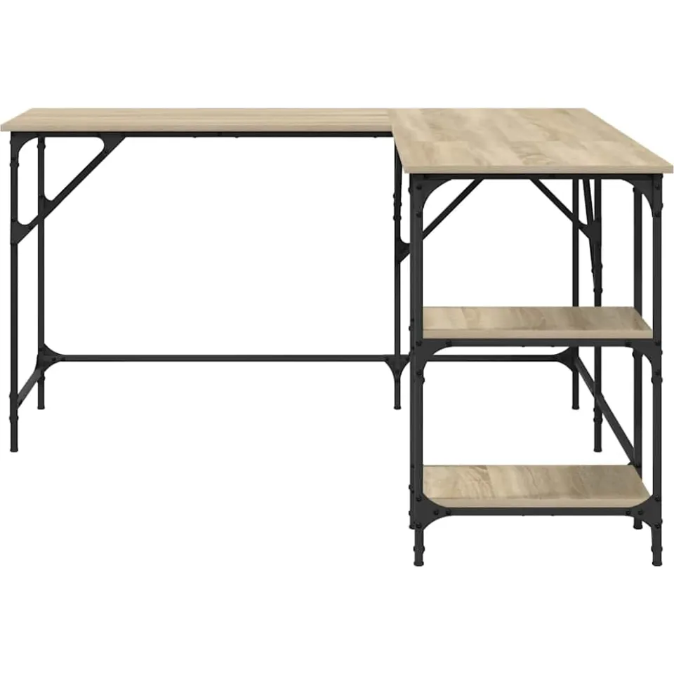 vidaXL Bureau 139x139x75 cm bewerkt hout sonoma eikenkleurig, foto 3