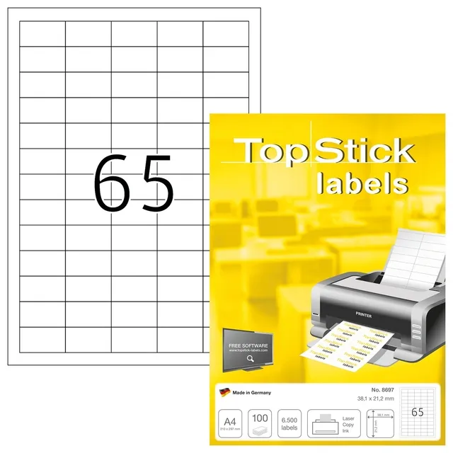TopStick Etiket TopStick 8697 38x21.2mm wit 6500 stuks