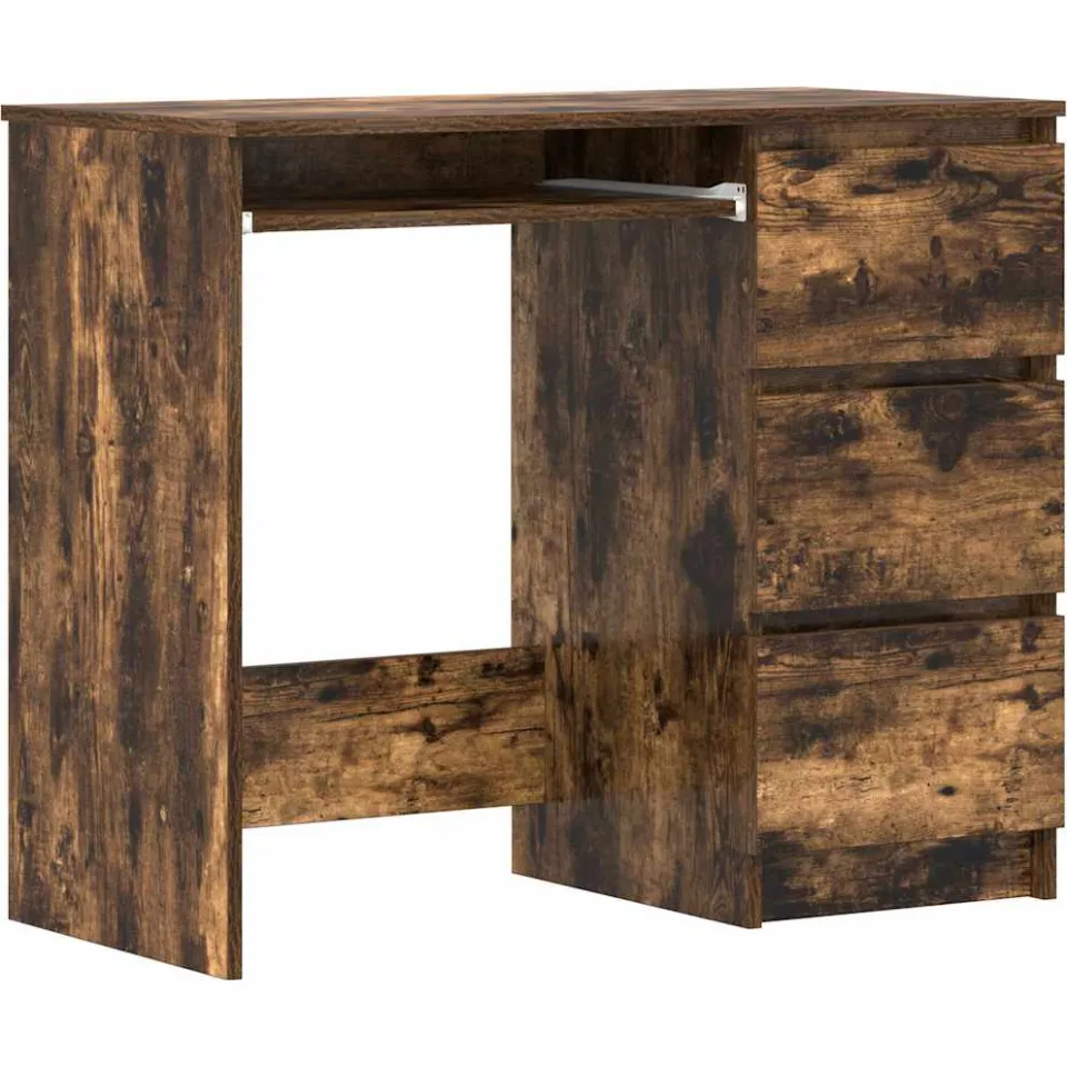 vidaXL Bureau 90x45x76 cm bewerkt hout gerookt eikenkleurig Bruin