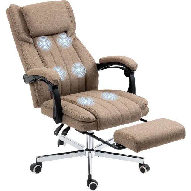 Vinsetto Bureaustoel met Massagefunctie en Voetensteun - Massagestoel - Directiestoel - Relaxstoel - Bruin