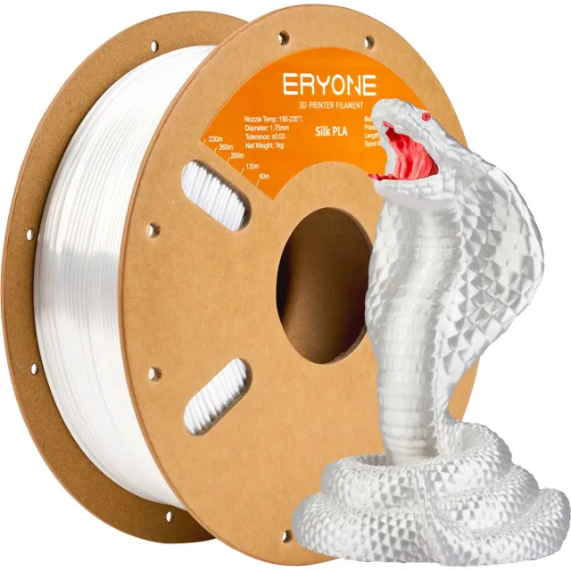 Eryone Silk White - PLA Filament - 1Kg 1.75mm - Voor 3D Printer en 3D Pen - Wit