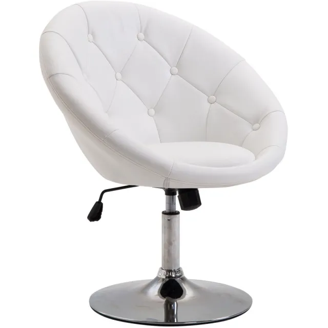 Homona Draaifauteuil - In hoogte verstelbaar - Met wipfunctie en kunstlederen bekleding - 71 x 59 x 78-90 cm - Wit