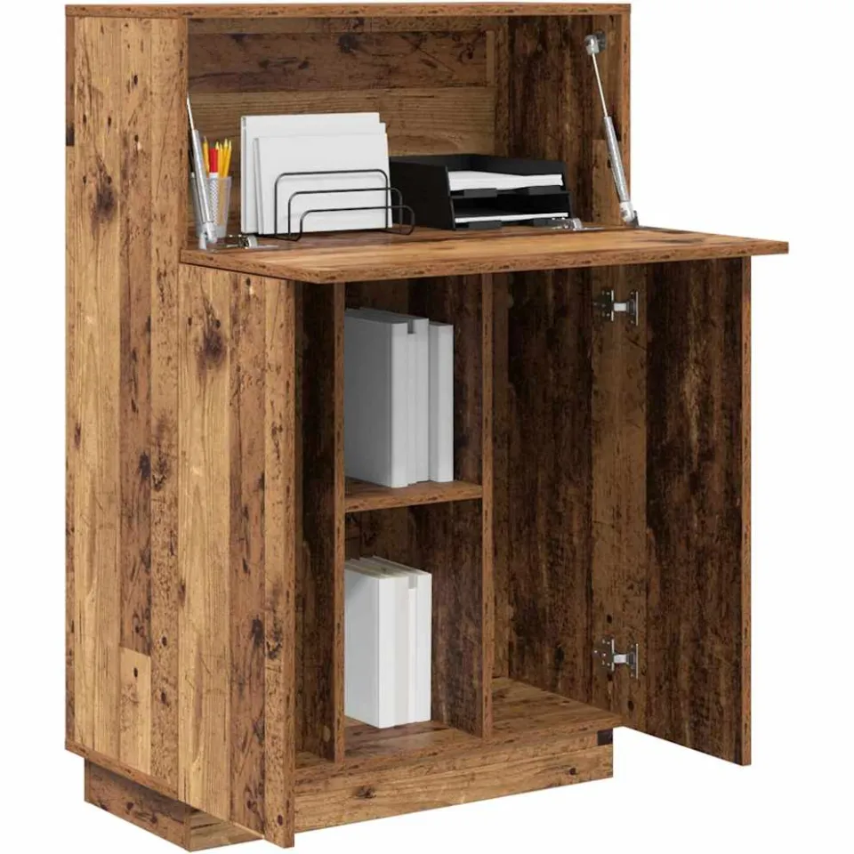 vidaXL Bureau Oud Hout 71,5 x 31,5 x 106,5 cm Bewerkt hout Bruin