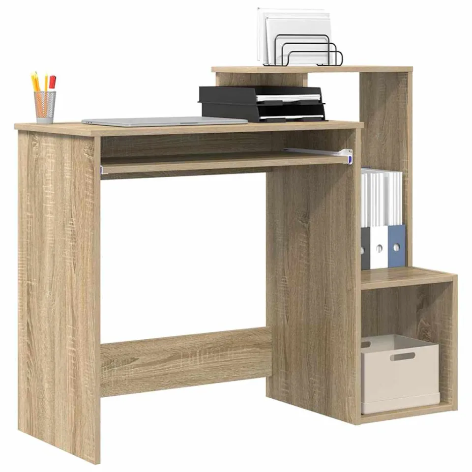 vidaXL Bureau Sonoma Eiken 106 x 41 x 88,5 cm Bewerkt hout, foto 3
