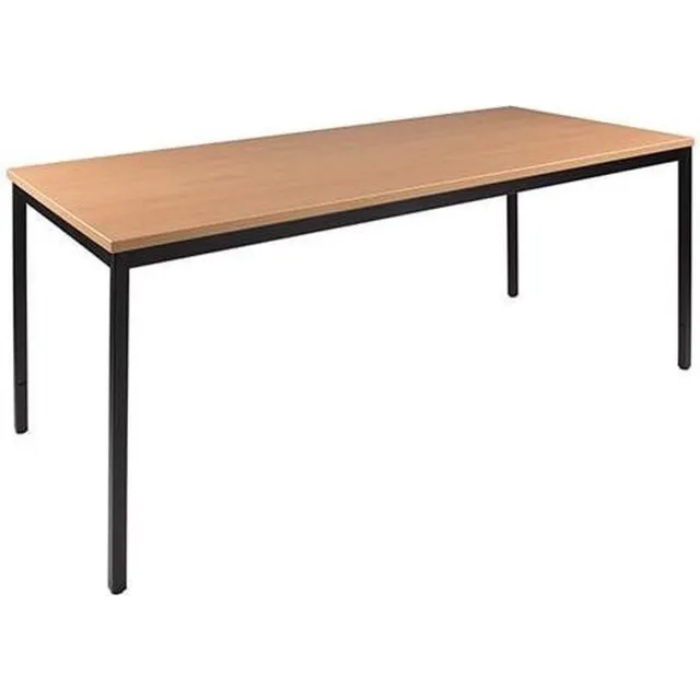 ABC Kantoormeubelen Kantinetafel Basic 200cm breed 80cm diep beuken blad zwart frame rechthoekig Zwart (RAL9005)/Beuken