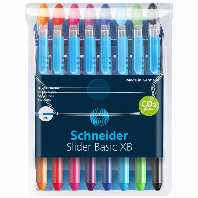 Schneider Rollerpen Slider Basic Colours extra breed etui à 8 stuks
