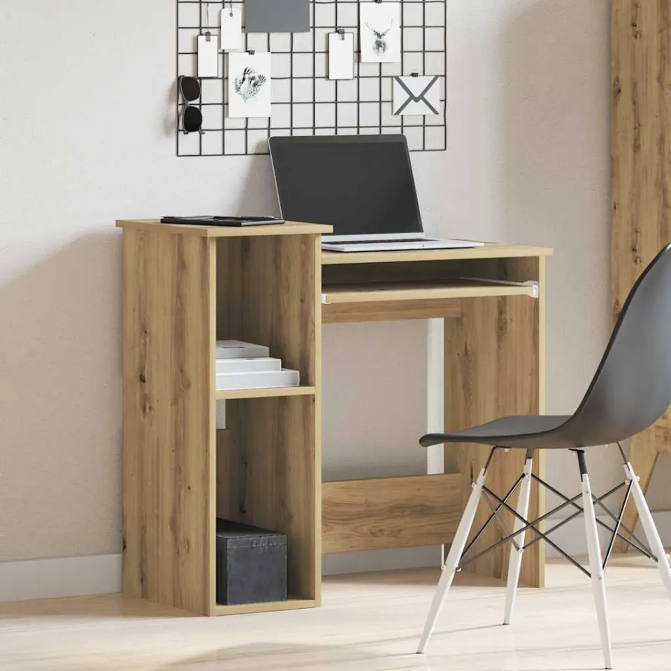 vidaXL Bureau met schappen 84x40x78 cm bewerkt hout artisanaal eiken, foto 2