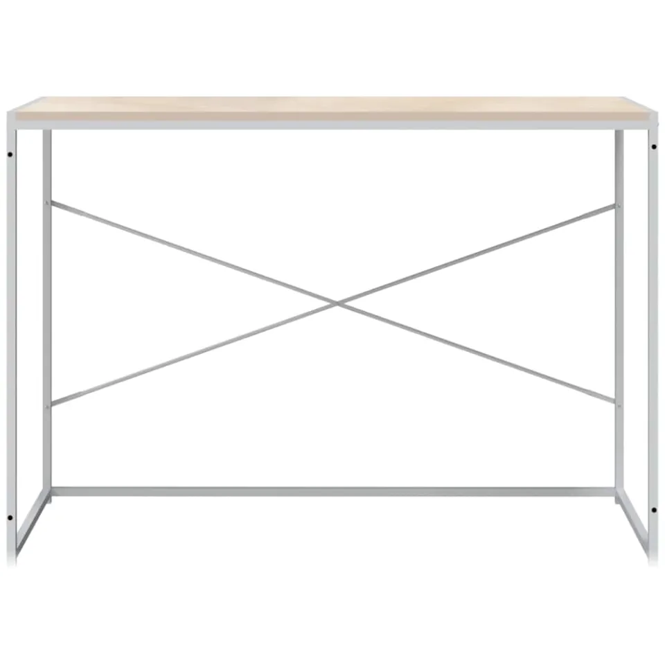 vidaXL Computerbureau 110x60x70 cm bewerkt hout wit en eikenkleurig Bruin