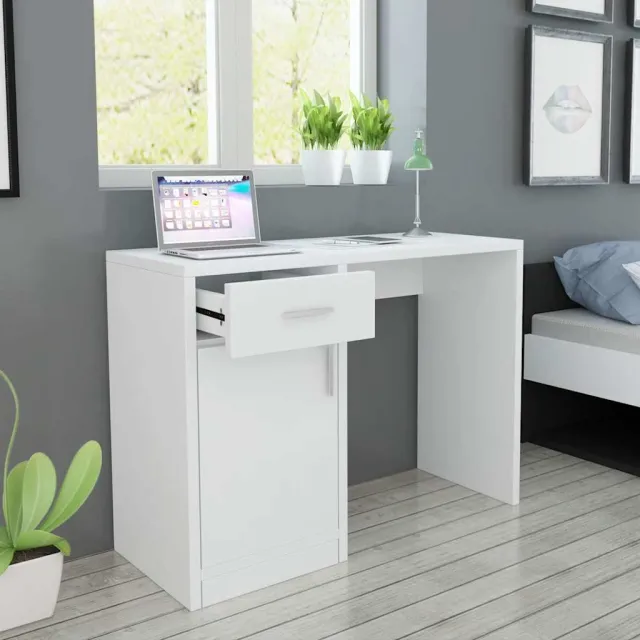 vidaXL Bureau met lade en kastje 100x40x73 cm wit, foto 2