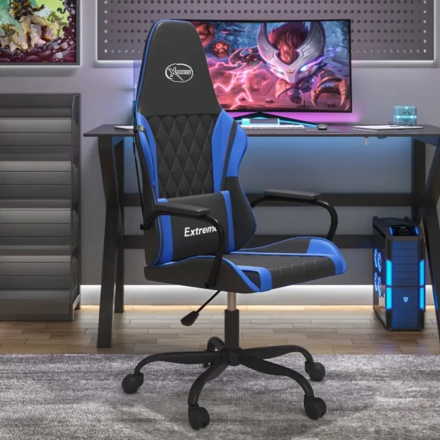 vidaXL Gamestoel - kunstleer - zwart - en - blauw zwart en blauw