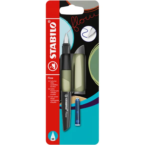 Vulpen STABILO Flow medium khaki blister à 1 stuk