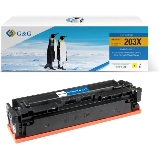 G&G CF542X voor HP 203X Tonercartridge Geel 1 stuk(s) Hoge capaciteit Huismerk