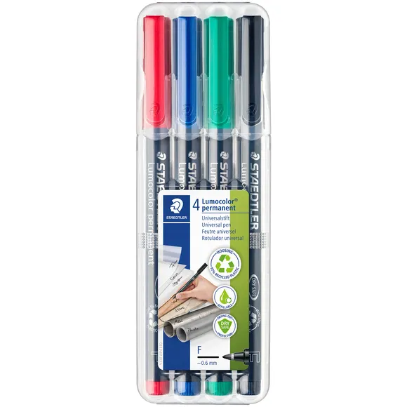Staedtler Viltstift Staedtler Lumocolor 318 permanent F set à 4 stuks assorti