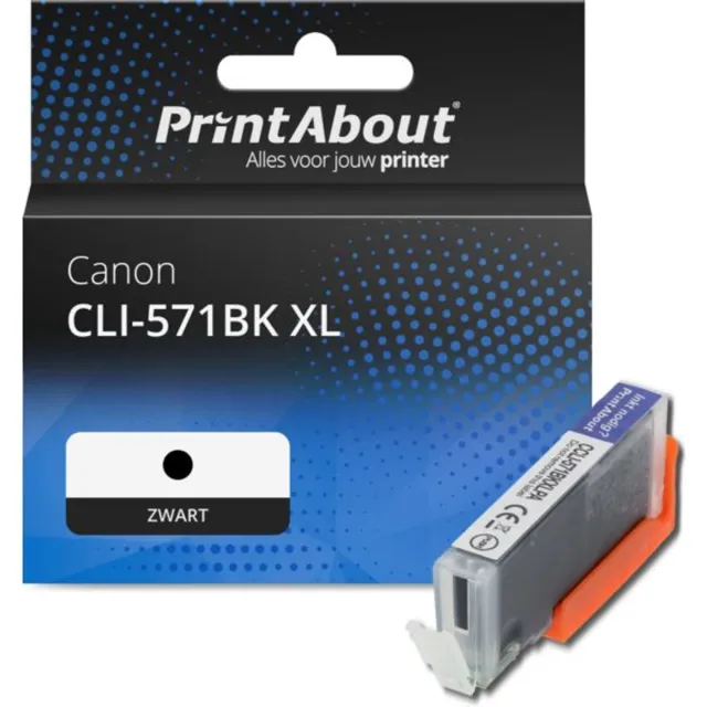 PrintAbout huismerk Inktcartridge CLI-571BK XL Zwart Hoge capaciteit geschikt voor Canon