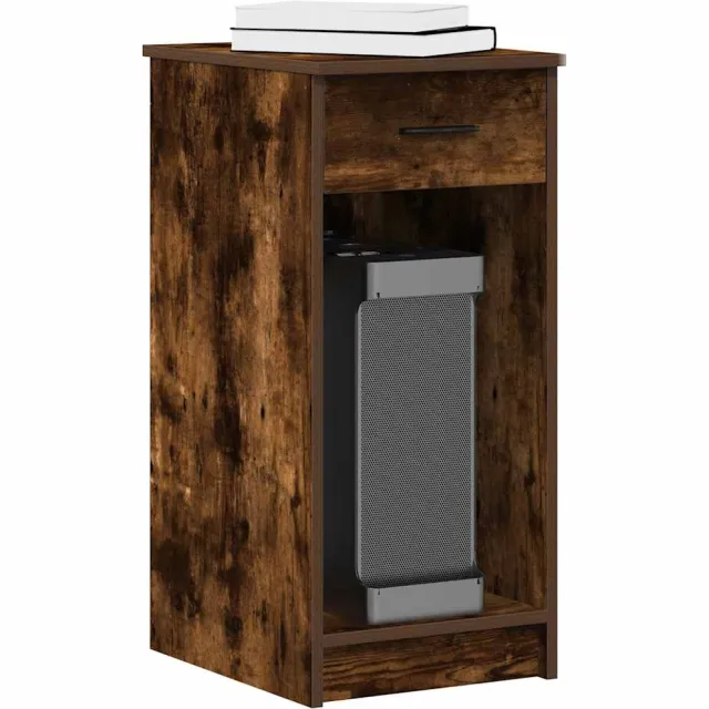 vidaXL Computertorenstandaard met lade 35x45x77 cm gerookt eikenkleur Bruin