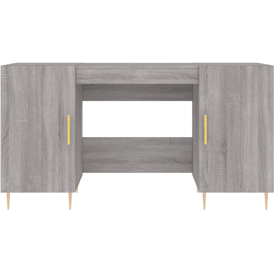 vidaXL Bureau 140x50x75 cm bewerkt hout grijs sonoma eikenkleurig, foto 4