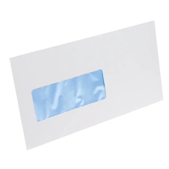 Gallery enveloppen ft 114 x 229 mm, venster links, stripsluiting, doos van 500 stuks blauw