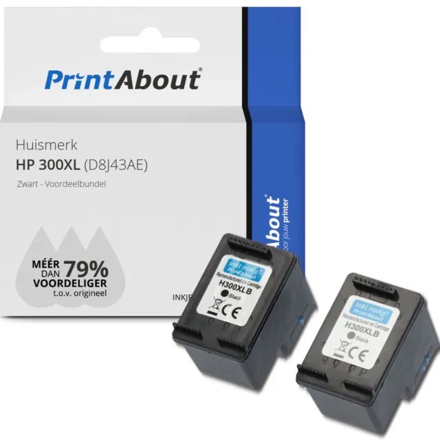 PrintAbout Inktcartridge / Alternatief voor de HP CC641EE (nr 300XL) / Zwart 2-pack