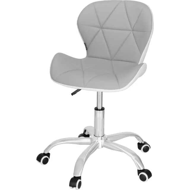 springos Bureaustoel - Draaibaar - Metalen Onderstel - Kunststof - Grijs/Wit - 120 kg
