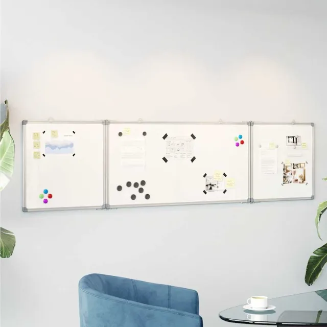 vidaXL Whiteboard magnetisch inklapbaar 160x40x1,7 cm aluminium Wit