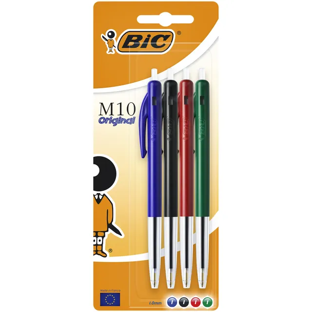 Bic Balpen Bic M10 medium assorti blister à 4 stuks