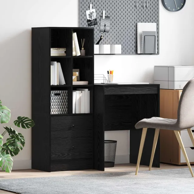 vidaXL Bureau Zwart Eiken 105,5 x 50 x 127 cm 2 st, foto 2