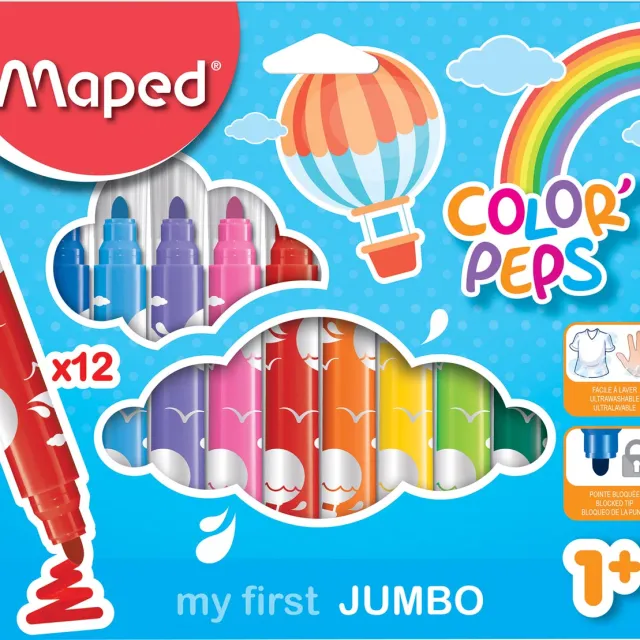Maped viltstift Color'Peps Jumbo Early Age, etui van 12 stuks, assorti