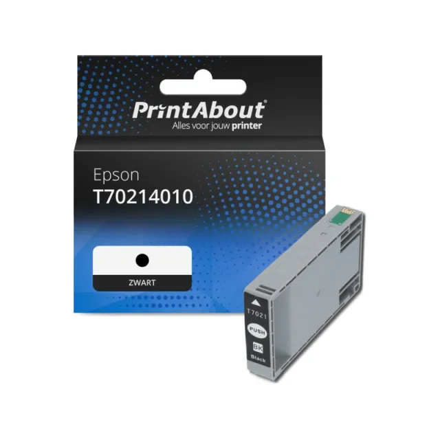 PrintAbout huismerk Inktcartridge T70214010 Zwart Geschikt voor Epson