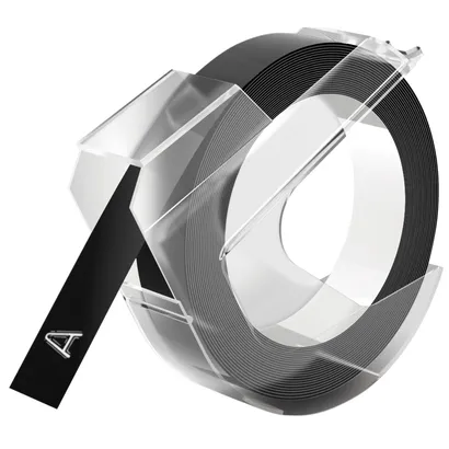 Dymo Reliëftape Dymo embossing plastic 9mm wit op zwart