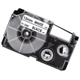Huismerk Casio XR-12WE Labeltape 12mm Zwart op Wit