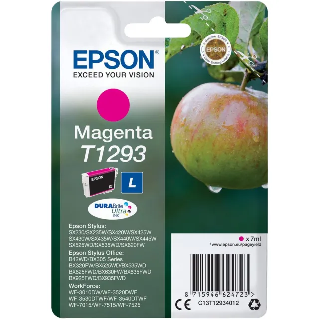 Epson inktcartridge T1293, 330 pagina's, OEM C13T12934012, magenta 10 stuks