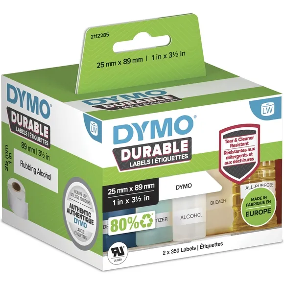 Dymo Etiket Dymo LabelWriter industrieel 25x89mm 2 rollen á 350 stuks wit