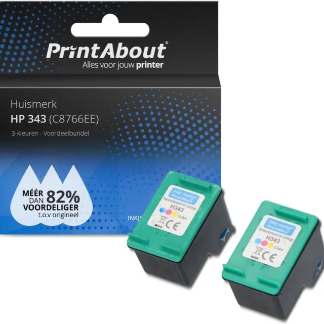 PrintAbout Inktcartridge / Alternatief voor de HP C8766EE (nr 343) / 3 Kleuren 3-kleuren