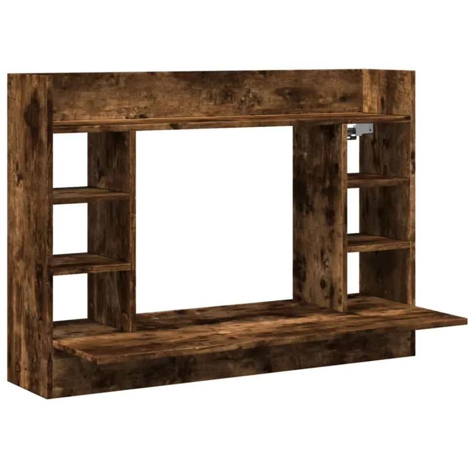 vidaXL Wandbureau 105x48x75 cm bewerkt hout gerookt eikenkleurig, foto 4