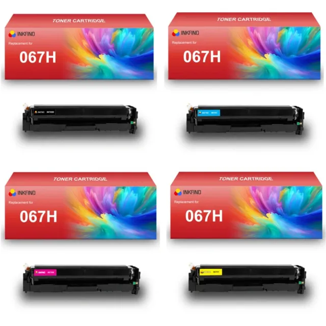 INKFIND 067H tonercartridge multipack van 4 stuks (Zwart+Cyaan+Magenta+Geel) compatibel met Canon 067H toner cartridge (Zwart+Cyaan+Magenta+Geel) Canon i-SENSYS LBP631Cw/633Cdw/632Cdw MF651Cw/655/657/655Cw/657Cw/653Cdw/654Cdw/656Cdw - 4-pack BK/C/M/Y Zwart/Cyaan/Magenta/Geel