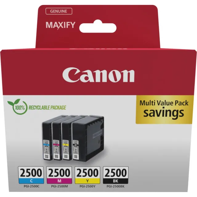Canon Inktcartridge PGI-2500 BK/C/M/Y Multipack Origineel Combipack Zwart, Cyaan, Magenta, Geel 9290B006 Zwart;Cyaan;Magenta;Geel