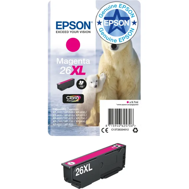 Epson Polar bear 26XL Ijsbeer Claria Premium afzonderlijke magenta inkt