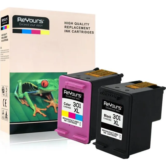 Reyours huismerk Inktcartridge compatible HP 301XL HP301 HP301XL CH563EE & CH564EE 1set- met chip - inktniveau weergeven Multi colour