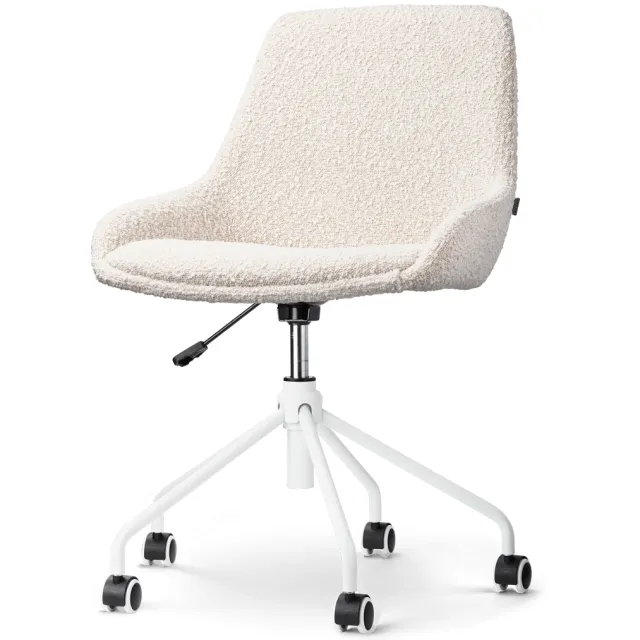 Nolon Nout-Isa bureaustoel bouclé beige - wit onderstel