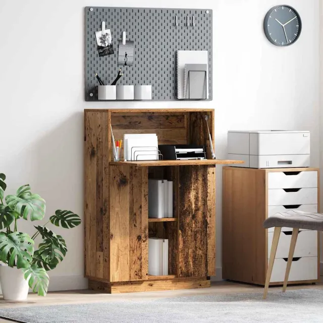 vidaXL Bureau Oud Hout 71,5 x 31,5 x 106,5 cm Bewerkt hout bruin, foto 2