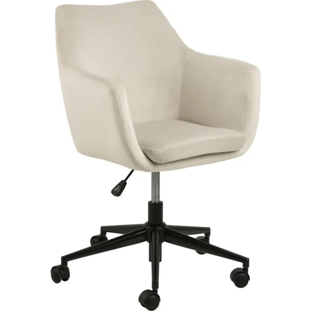 Actona 24Designs Bureaustoel Dustin Velvet - Fluweel Zandkleur - 5-Teens Kruispoot Op Wielen