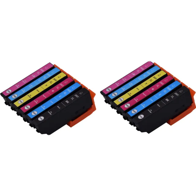 KATRIZ huismerk inkt voor|Epson 2x T2431XL Zwart+ 2x T2432XL Cyaan + 2x T2433 Magenta + 2x T2434XL Geel+ 2x T2435XL Licht Cyaan + 2x T2436XL Licht Magenta | (12stuks) - Met chip Zwart, Cyaan, Magenta, Geel