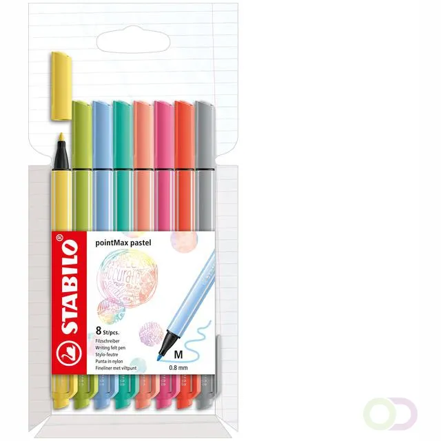 Stabilo Viltstift STABILO pointMax 488/8 medium assorti pastel etui ?? 8 stuks
