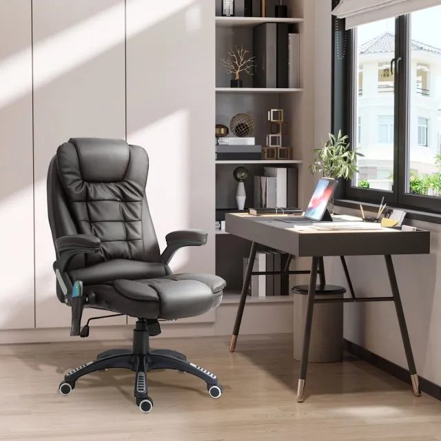 MODENUIT Bureaustoel - Ergonomisch Model - Met 6-Punts Vibratiemassage, Warmtefunctie en Draaibare Wielen - Bruin
