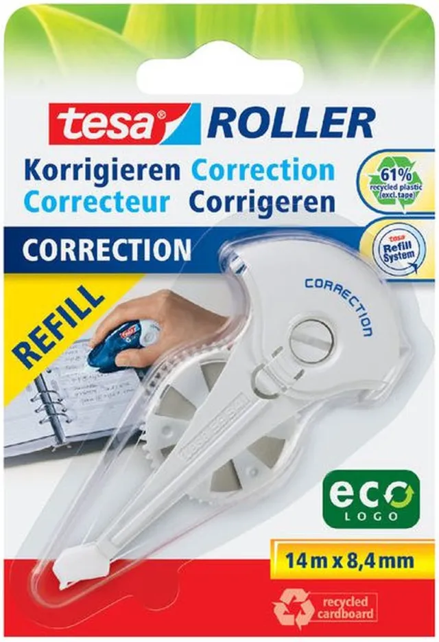 Tesa Correctietape navulling tesa eco 8.4mm blister | 5 stuks Wit