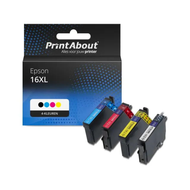 PrintAbout huismerk Inktcartridge 16XL (C13T16364012) 4-kleuren Multipack Hoge capaciteit Geschikt voor Epson