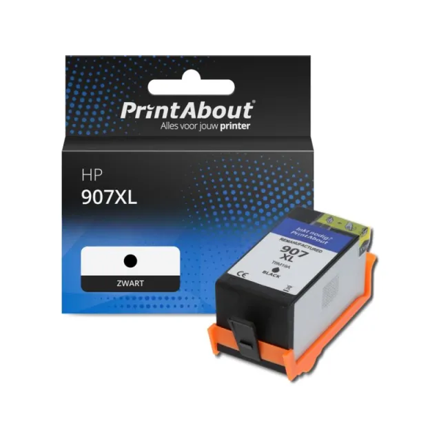 PrintAbout huismerk Inktcartridge 907XL (T6M19AE) Zwart Hoge capaciteit Geschikt voor HP